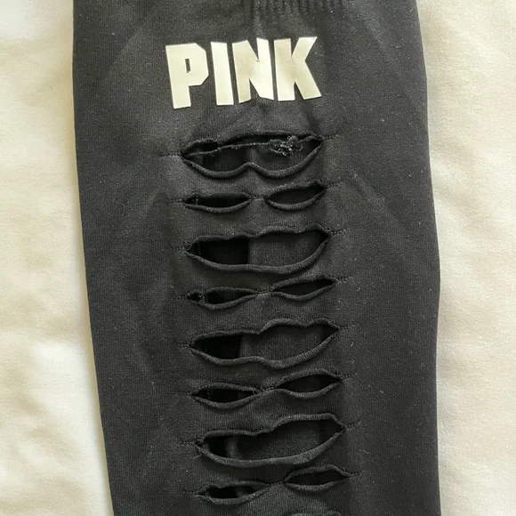 PINK Victoria's Secret Black Fringe Leggings - Picture 2 of 4